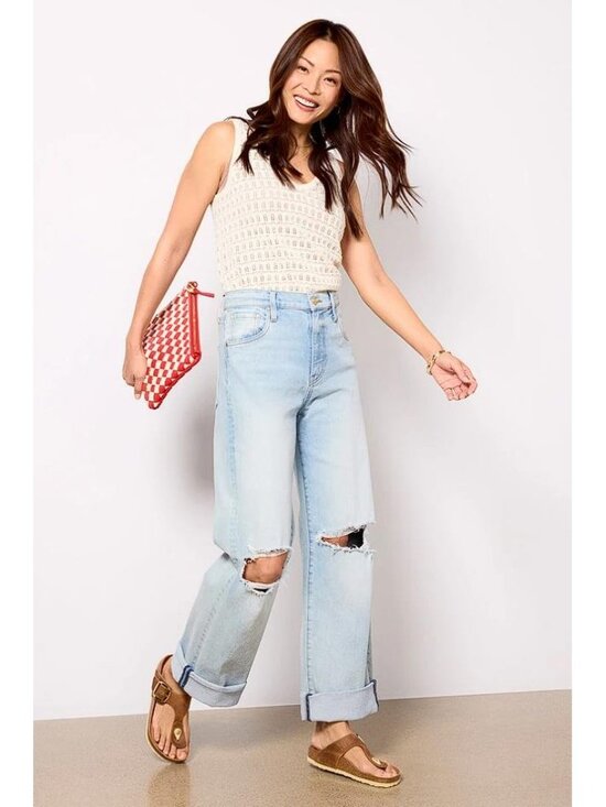 Kut from the Kloth Denim - KUT FROM THE KLOTH Women's Gwen Cuff w Knee Rips Jeans Size 8 in Ethical